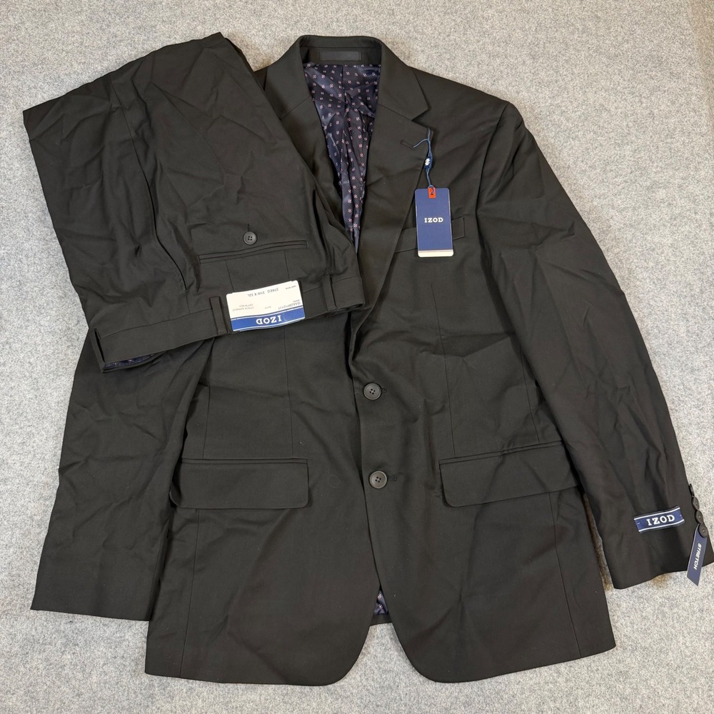 IZOD Isaac Men Black 2 Piece Stretch Suit 37R 31W x 32L ISAA2BPY0117